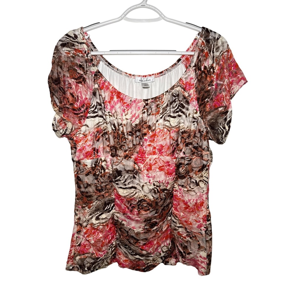 Brannan multi print y2k milkmaid stretch‎ top womens XL coquette whimsical boho
